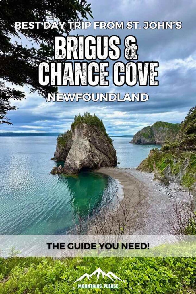 A Pinterest Pin about the guide you need to visit Brigus and Chance Cove.