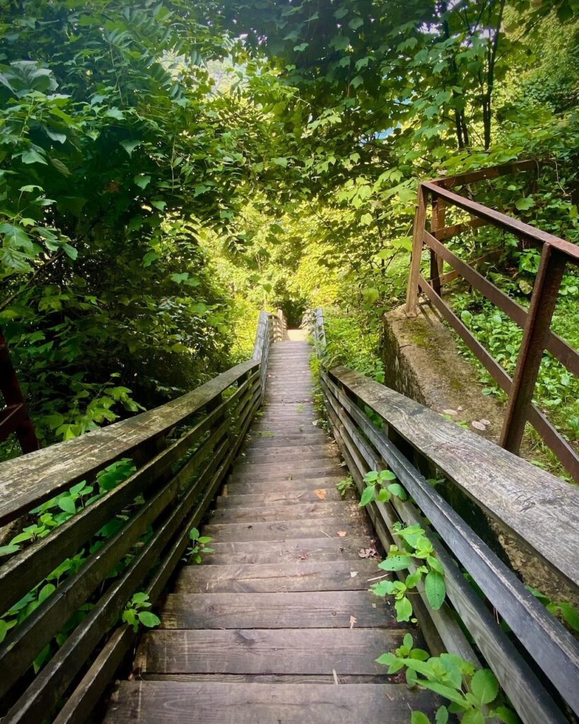 Stairs leading down a trail to the Kaymoor mining siie.