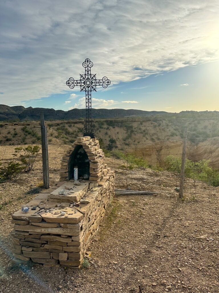 Terlingua, TX cemetery showing a gravesite.