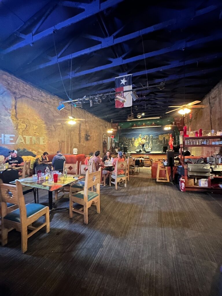 Inside the Starlite Theatre restaurant, Terlingua, Texas.