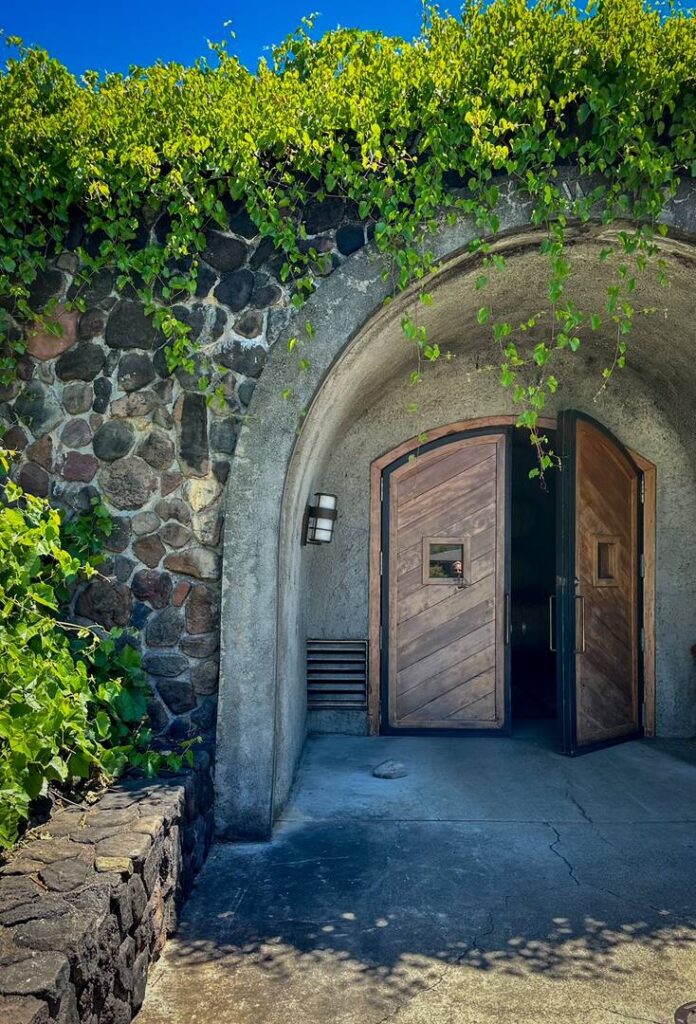 Kunde Family Winery Wine Cave entrance into the mountain.