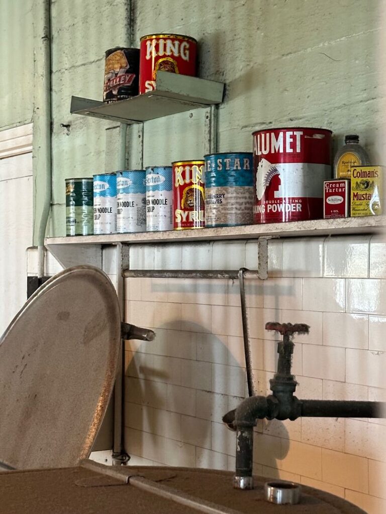 Old canned good as seen in the kitchen area of Alcatraz.