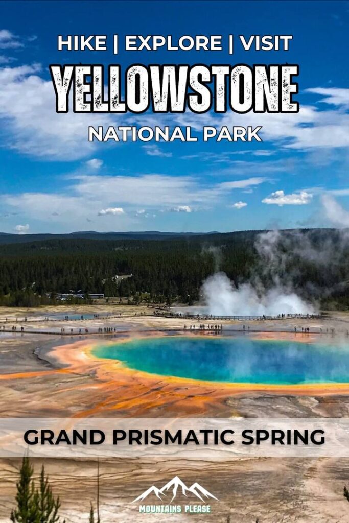 A Pinterest Pin for Yellowstone's Grand Prismatic Spring.