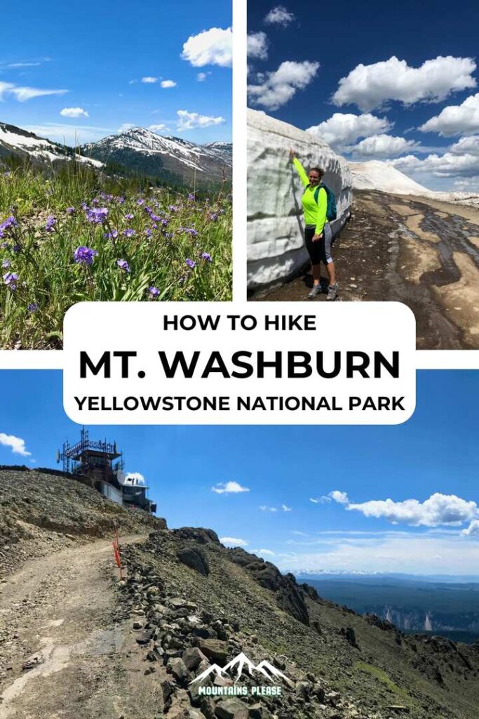A second Pinterest Pin featuring 3 photos for the Mount Washburn Hike in Yellowstone
