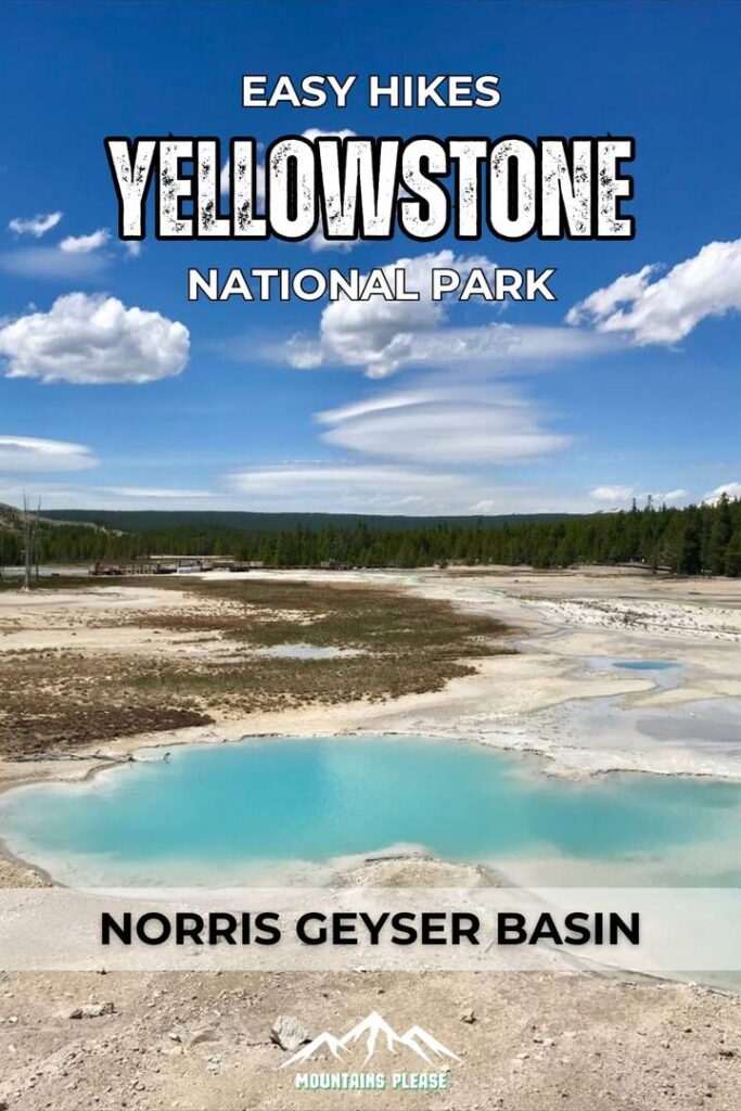 A second Pinterest Pin for Norris Geyser Basin in Yellowstone National Park.