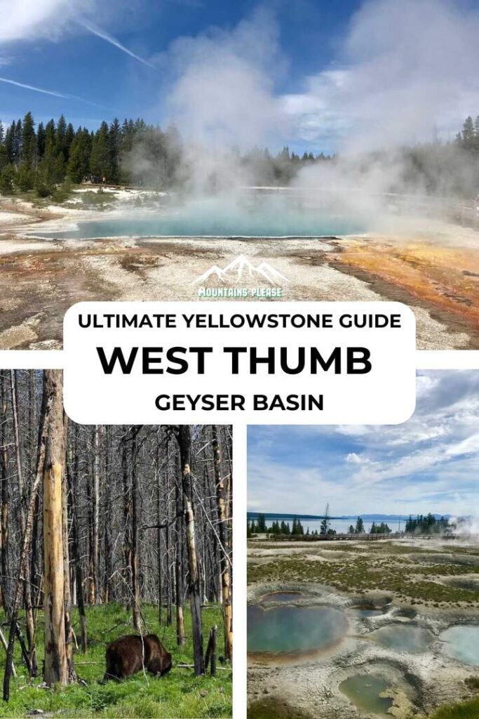 A second Pinterest Pin for West Thumb Geyser Basin at Yellowstone National Park.