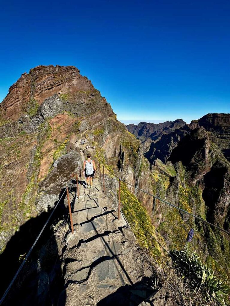 A hiker descending the stairway to heaven.