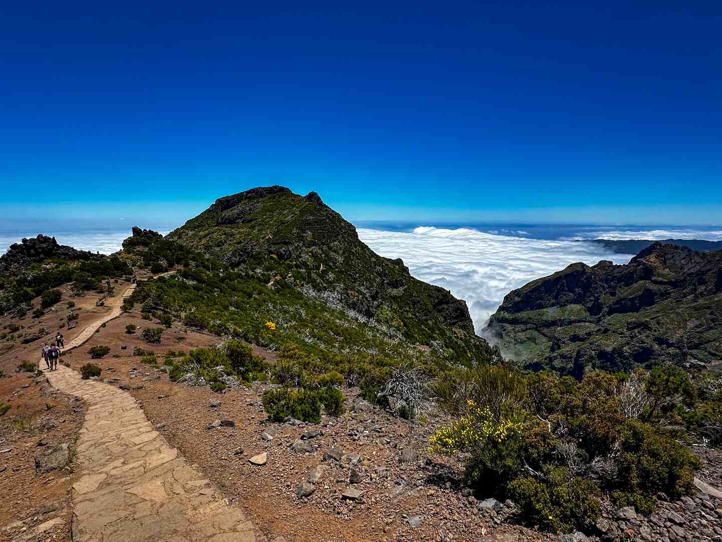 A view of of the trail on the Pico Ruivo hike in Madeira, Portugal.