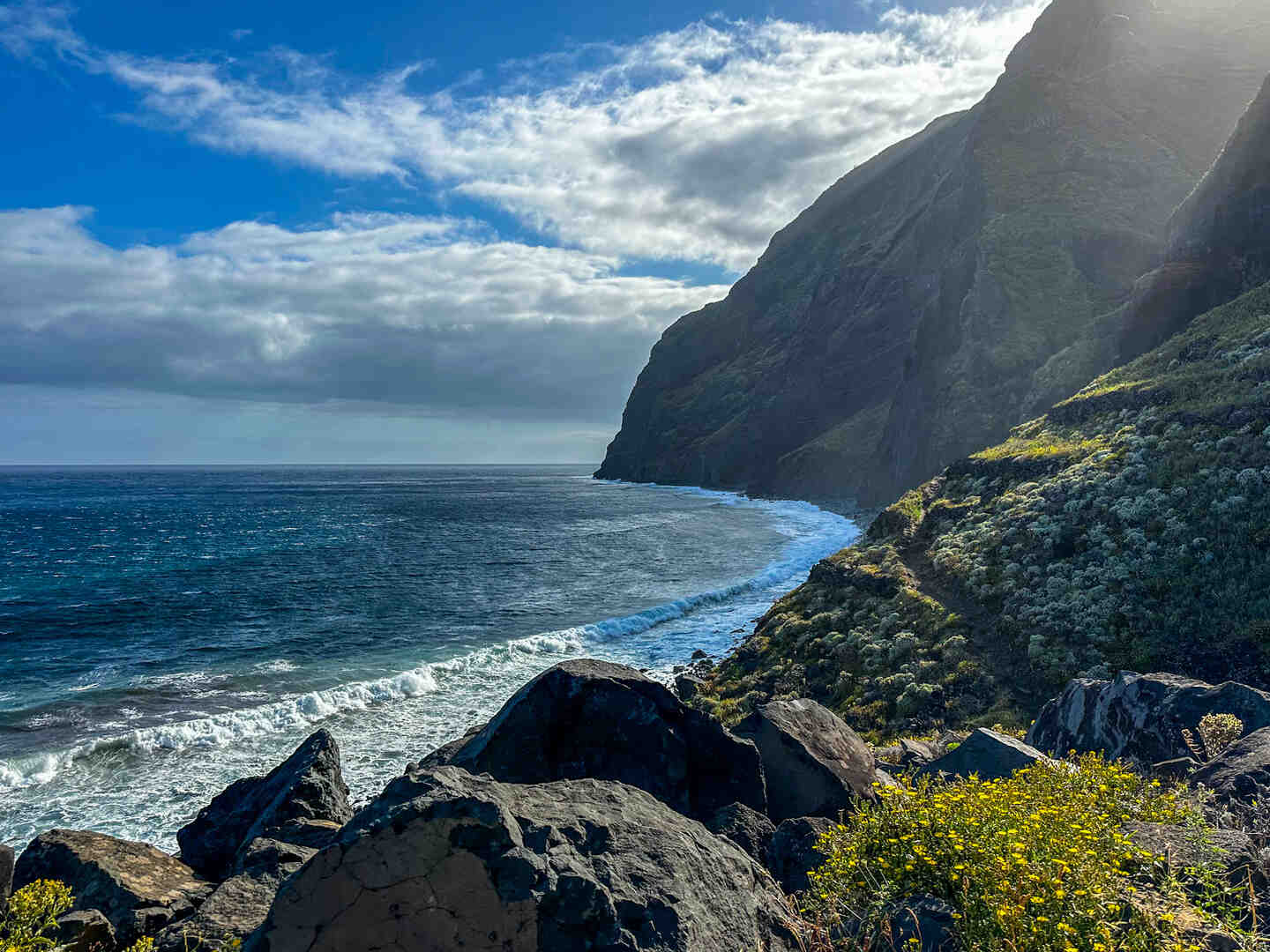 Views of the cliffs of Madeira after the ride down on the Achadas da Cruz Cable Car.